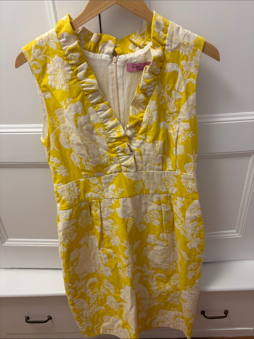 Eliza J Yellow and White Floral Midi Dress